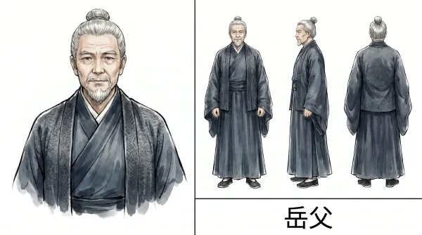 儒雅士绅：国风水墨人物角色三面图